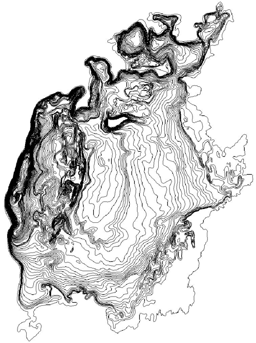 Aral Sea isobaths map